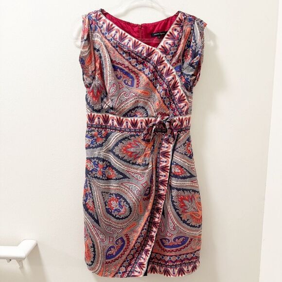 Nanette Lepore Silk Midi Faux-Wrap Paisley Dress - Size 6 - Picture 1 of 5